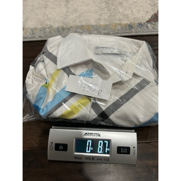 Carnoustie Performance Golf Polo Shirt White Sz Large Plaid Short Sleeve Active - Picture 9 of 9